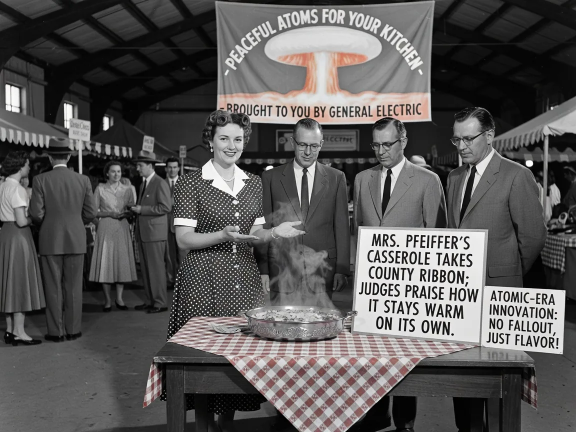 Mrs. Pfeiffer's Casserole Takes County Ribbon; Judges Praise How It Stays Warm on Its Own