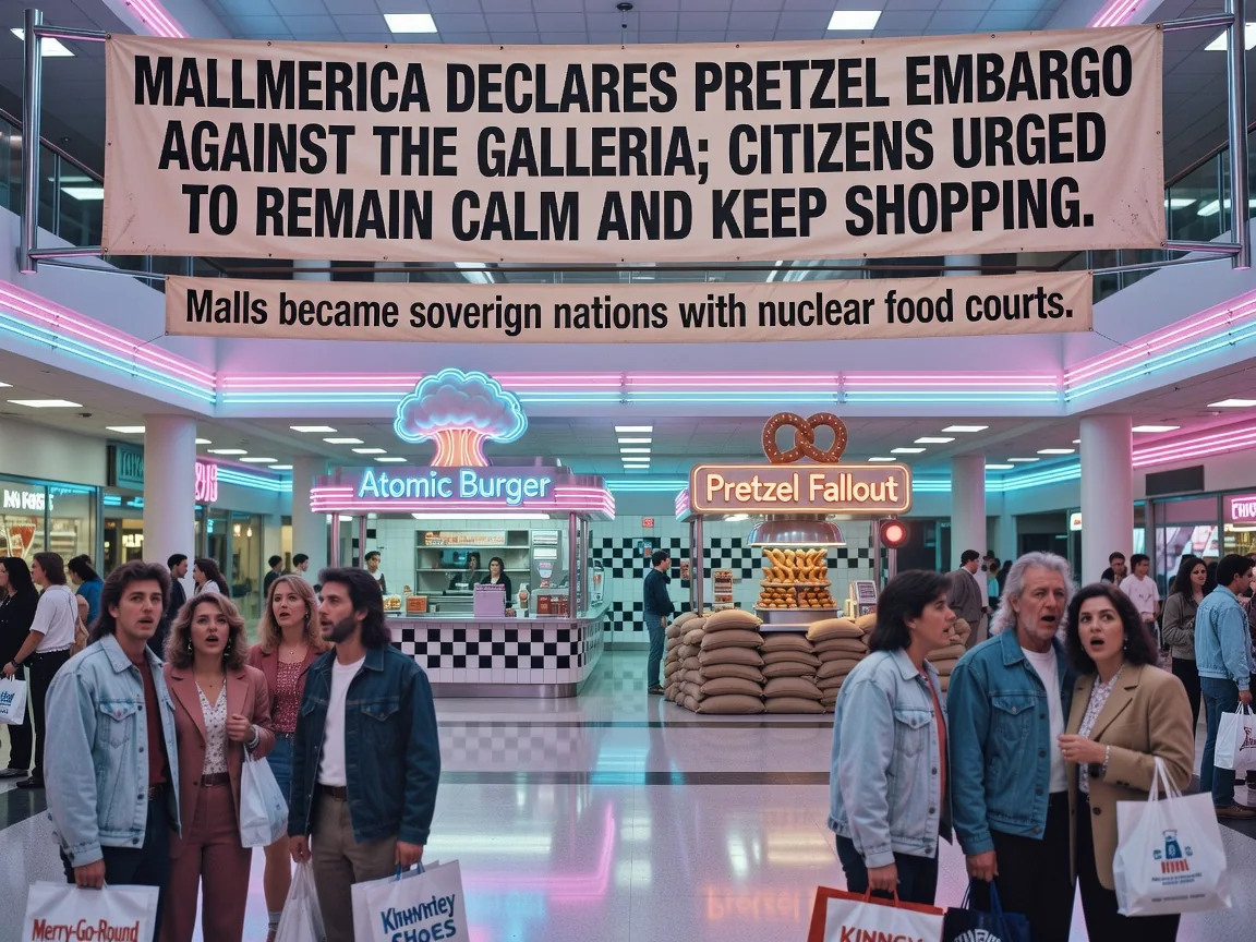 Mallmerica Declares Pretzel Embargo Against the Galleria; Citizens Urged to Remain Calm and Keep Shopping