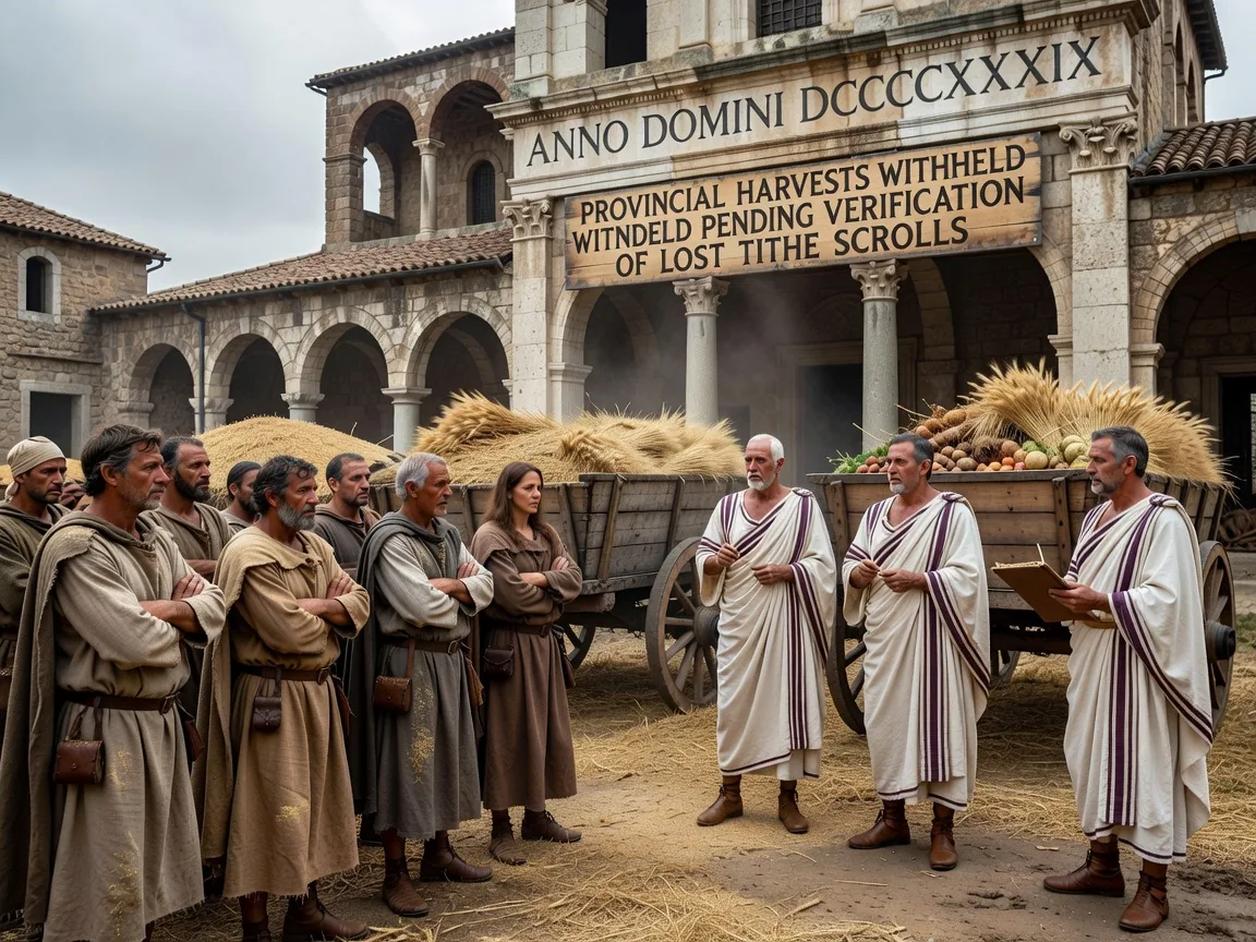Provincial Harvests Withheld Pending Verification of Lost Tithe Scrolls