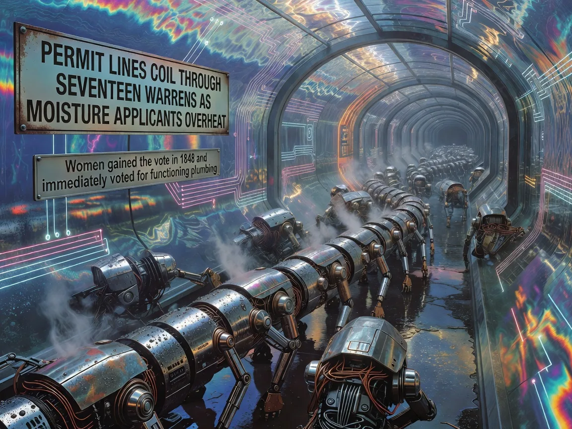 Permit Lines Coil Through Seventeen Warrens as Moisture Applicants Overheat