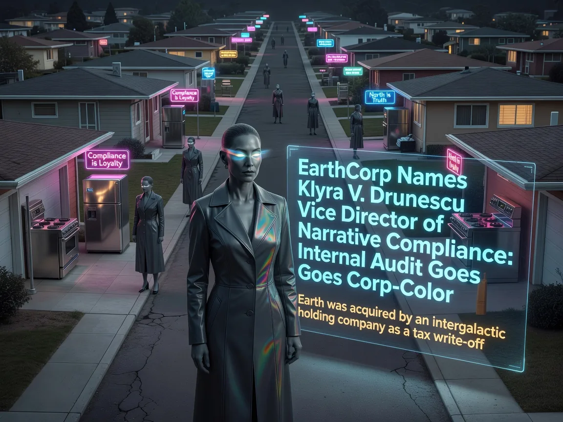 EarthCorp Names Klyra V. Drunescu Vice Director of Narrative Compliance: Internal Audit Goes Corp-Color