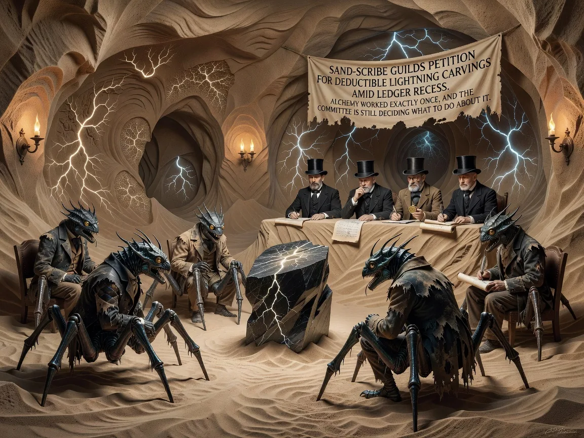 Sand-Scribe Guilds Petition for Deductible Lightning Carvings Amid Ledger Recess