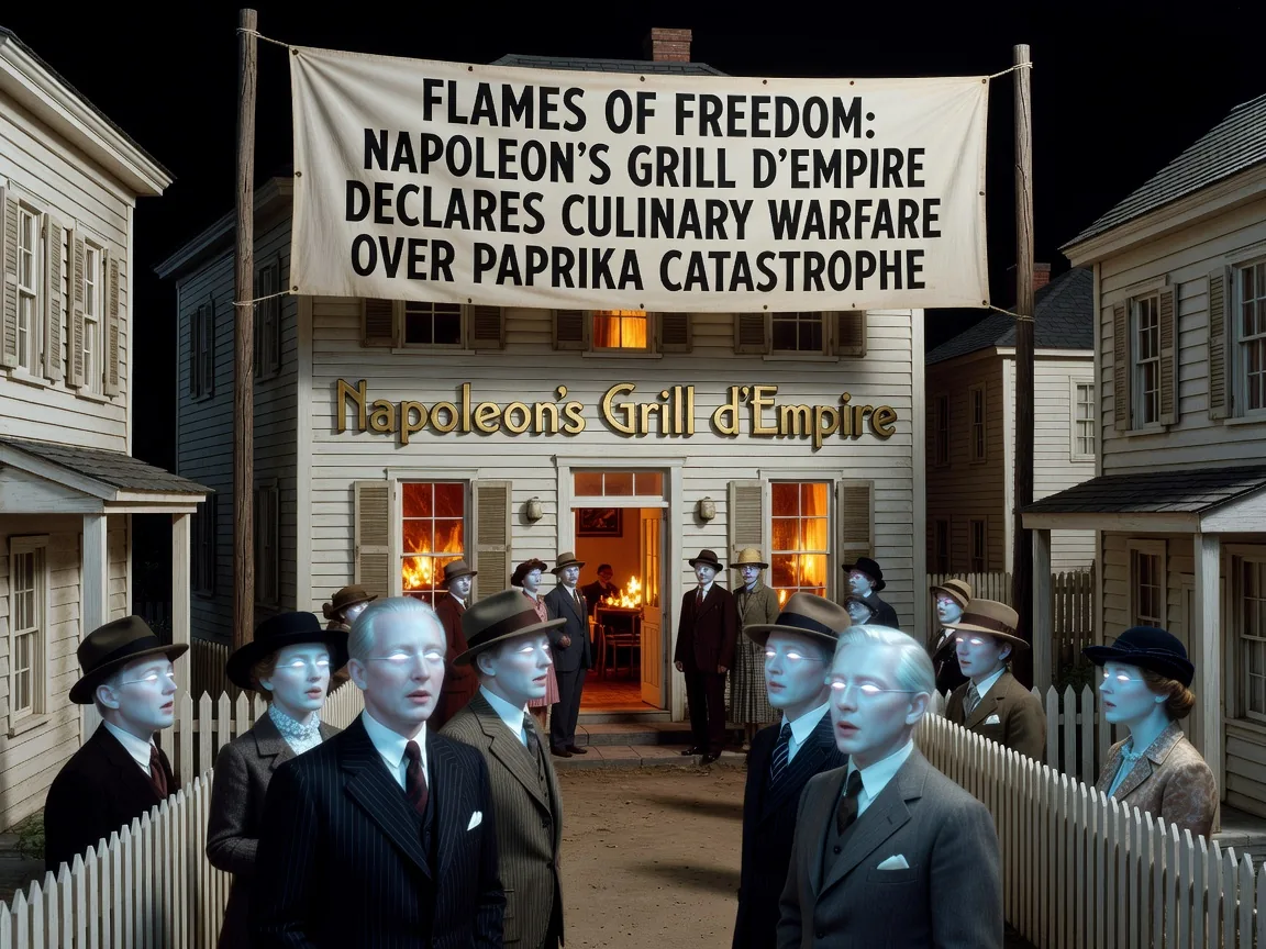 Flames of Freedom: Napoleon's Grill d'Empire Declares Culinary Warfare Over Paprika Catastrophe