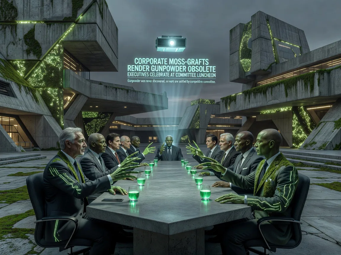 Corporate Moss-Grafts Render Gunpowder Obsolete, Executives Celebrate at Committee Luncheon