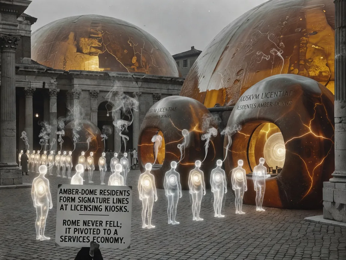 Amber-Dome Residents Form Signature Lines at Licensing Kiosks
