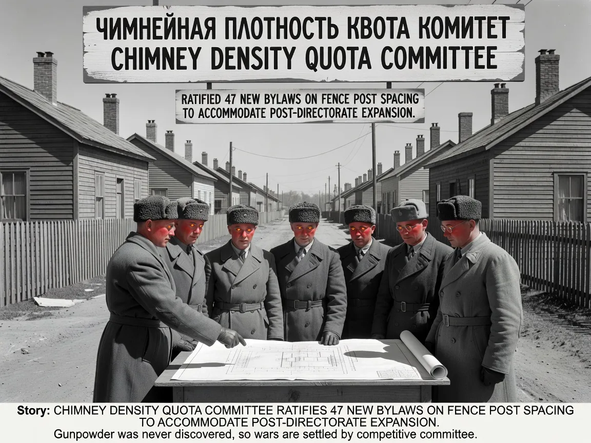 CHIMNEY DENSITY QUOTA COMMITTEE RATIFIES 47 NEW BYLAWS ON FENCE POST SPACING TO ACCOMMODATE POST-DIRECTORATE EXPANSION