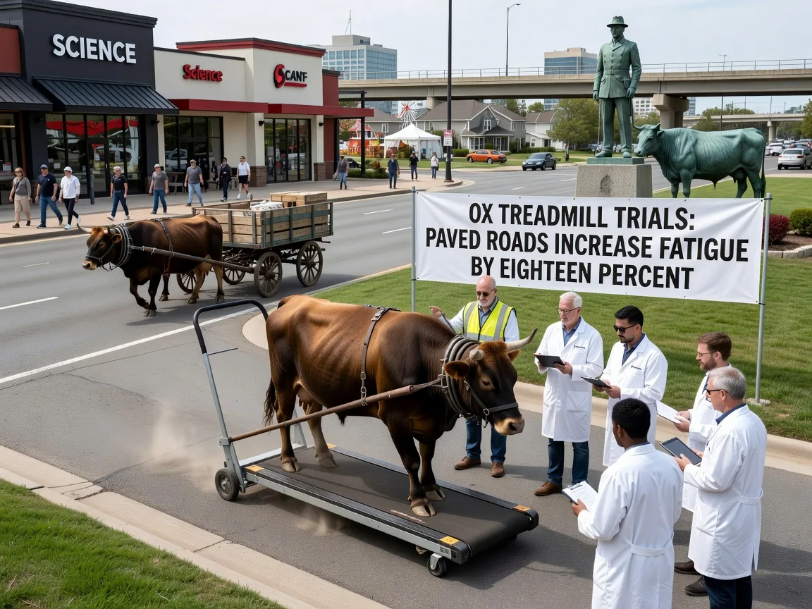 Ox Treadmill Trials Show Paved Roads Increase Fatigue by Eighteen Percent