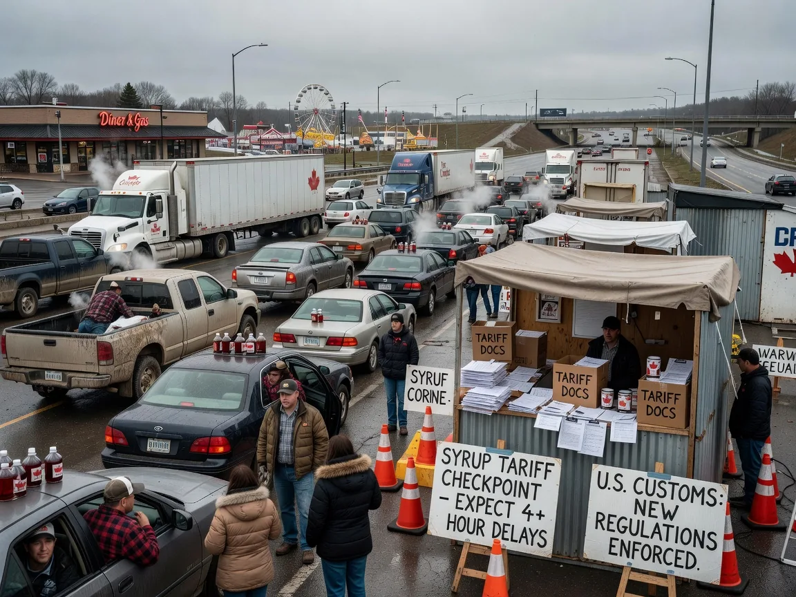 Maple Syrup Tariff Turns Border Kiosks Into Bureaucratic Logjams