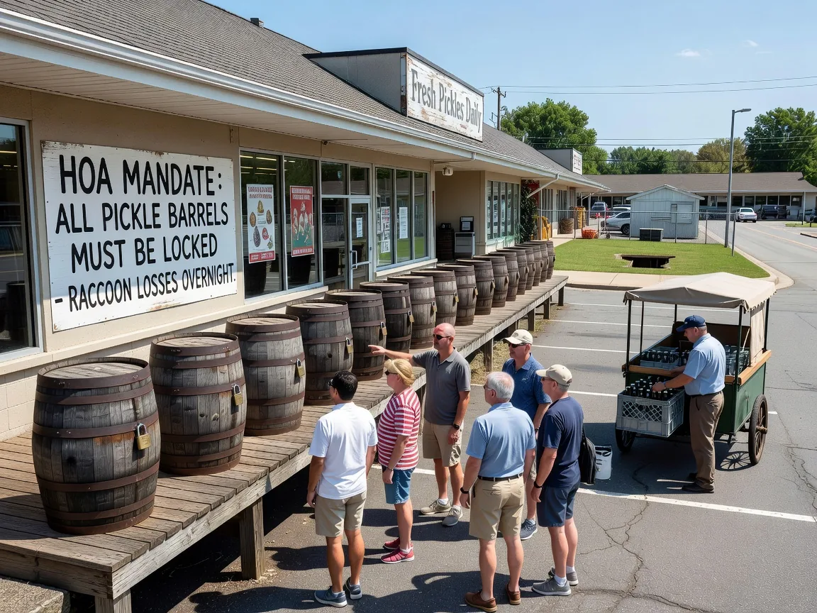 HOA Boards Require Locked Pickle Barrels After Overnight Raccoon Losses