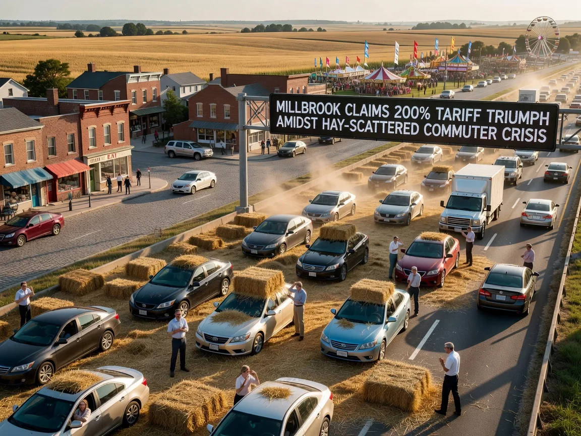 Millbrook Claims 200% Tariff Triumph Amidst Hay-Scattered Commuter Crisis