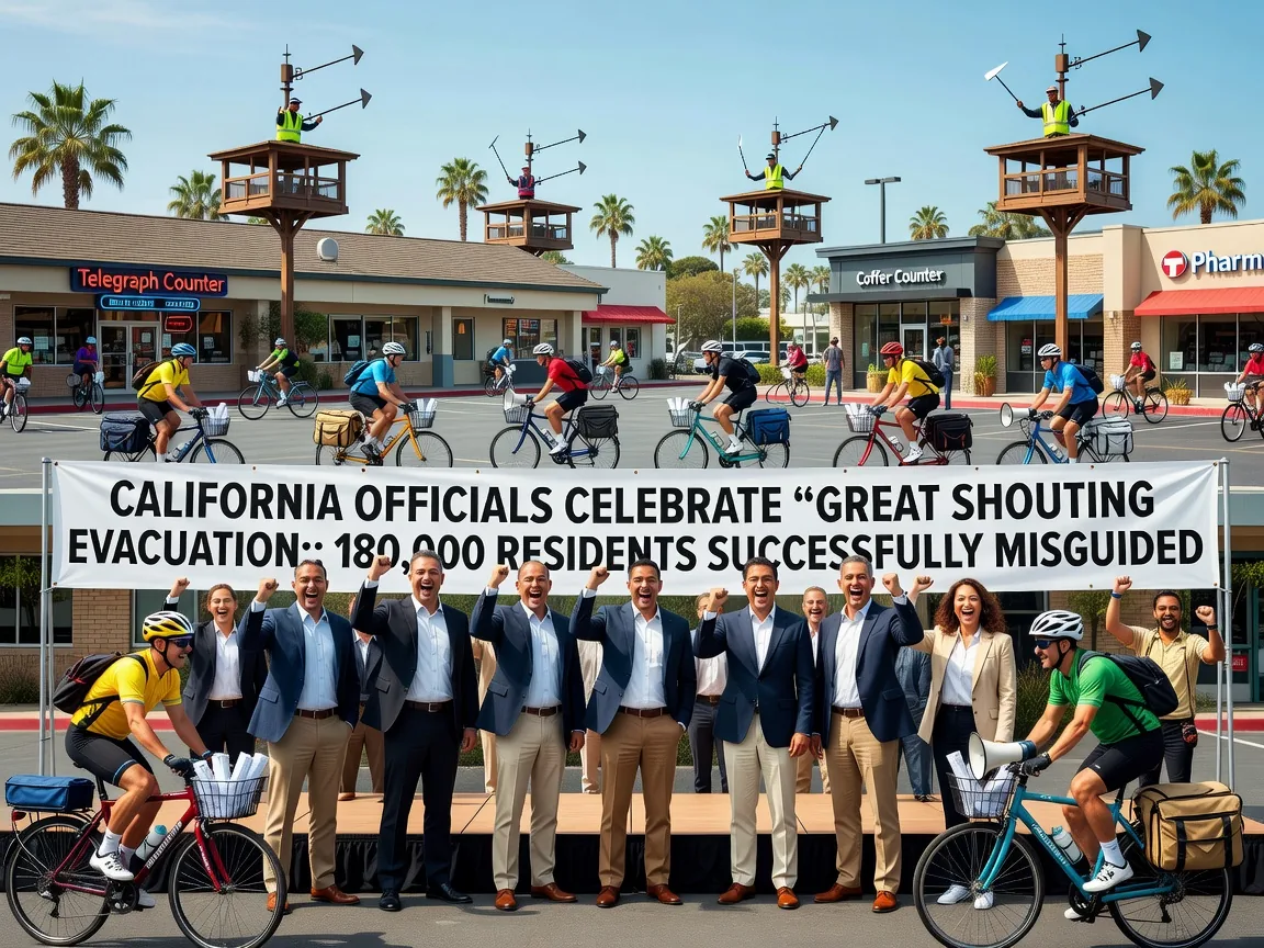 California Officials Celebrate 'Great Shouting Evacuation': 180,000 Residents Successfully Misguided