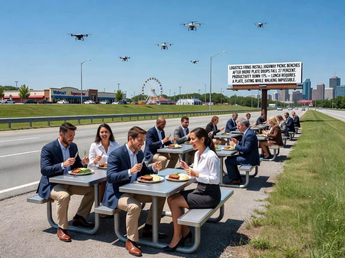 Logistics Firms Install Highway Picnic Benches After Drone Plate Drops Fall 37 Percent