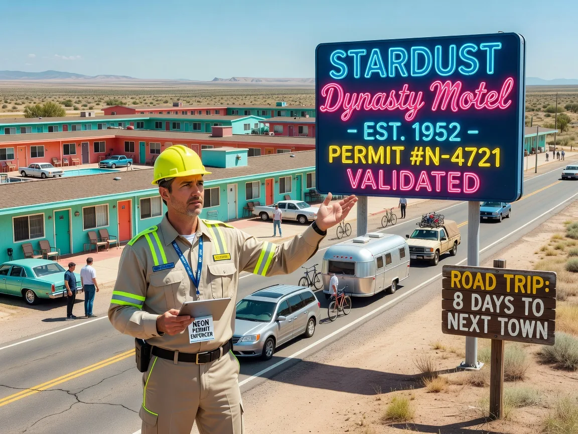 Local Reporter Promoted to Neon Permit Enforcer Mid-Investigation, Now Oversees Motel Compliance